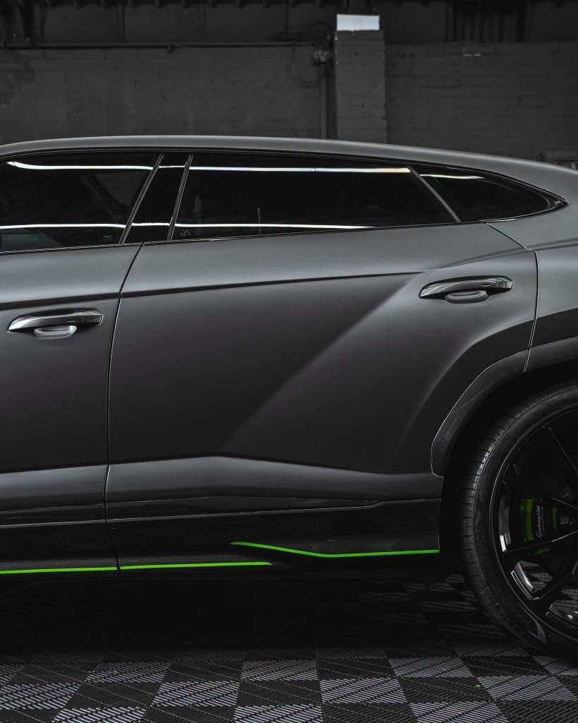 Lamborghini Urus 7 REX rear — matte finish with green neon accents