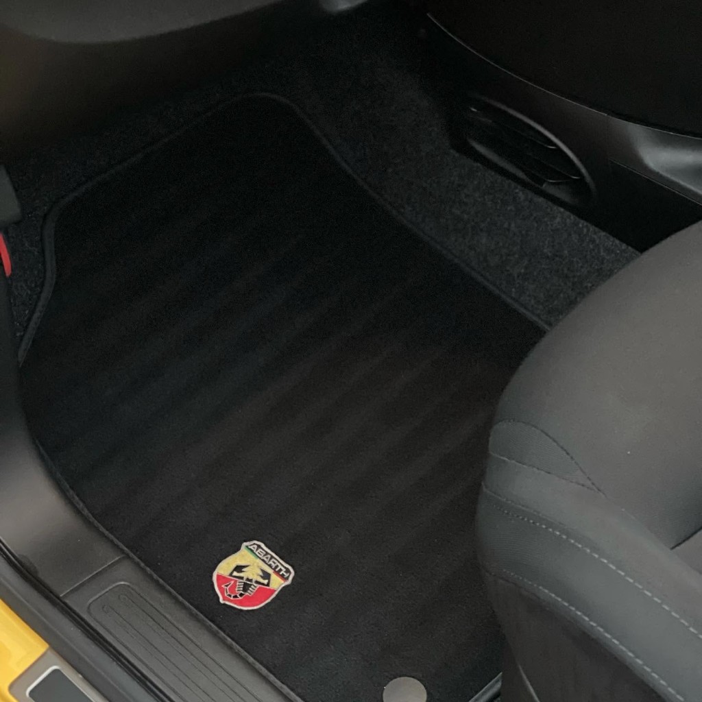 Abarth floor mat after — deep cleaned and restored to new
