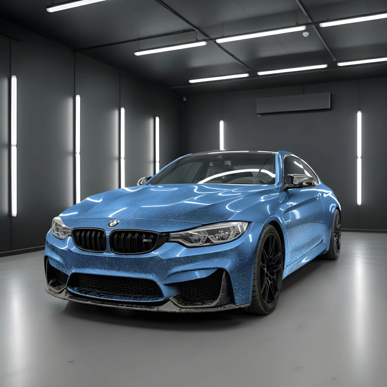 BMW M4 front end before paint protection film — exposed vulnerable paint