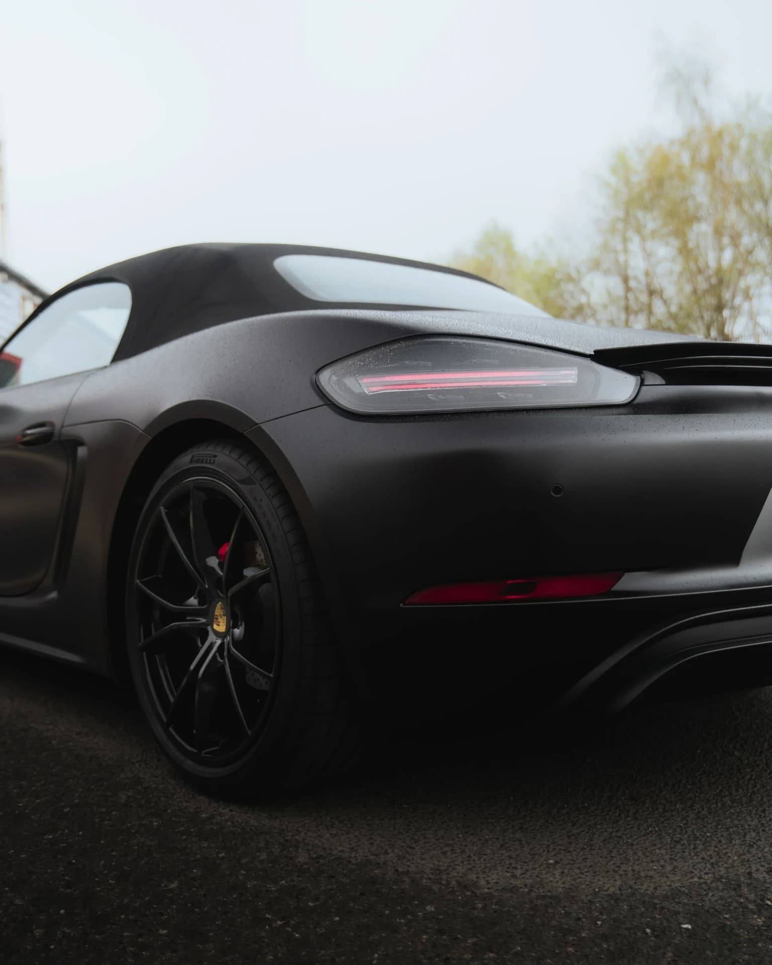 Porsche 718 rear view after PPF installation